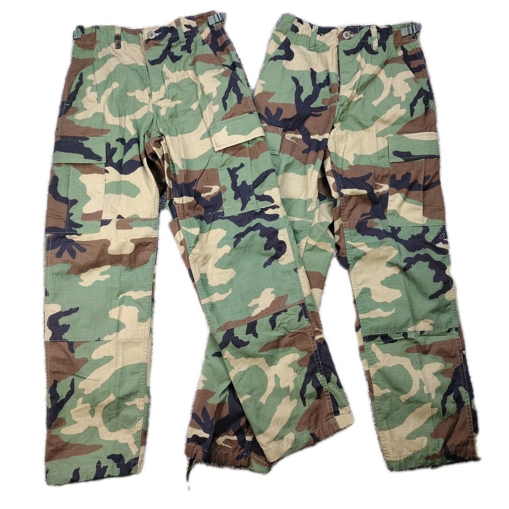 2 Military Pants XS SHORT Woodland Camo Hot Weather Combat Ripstop Trouser 90s
